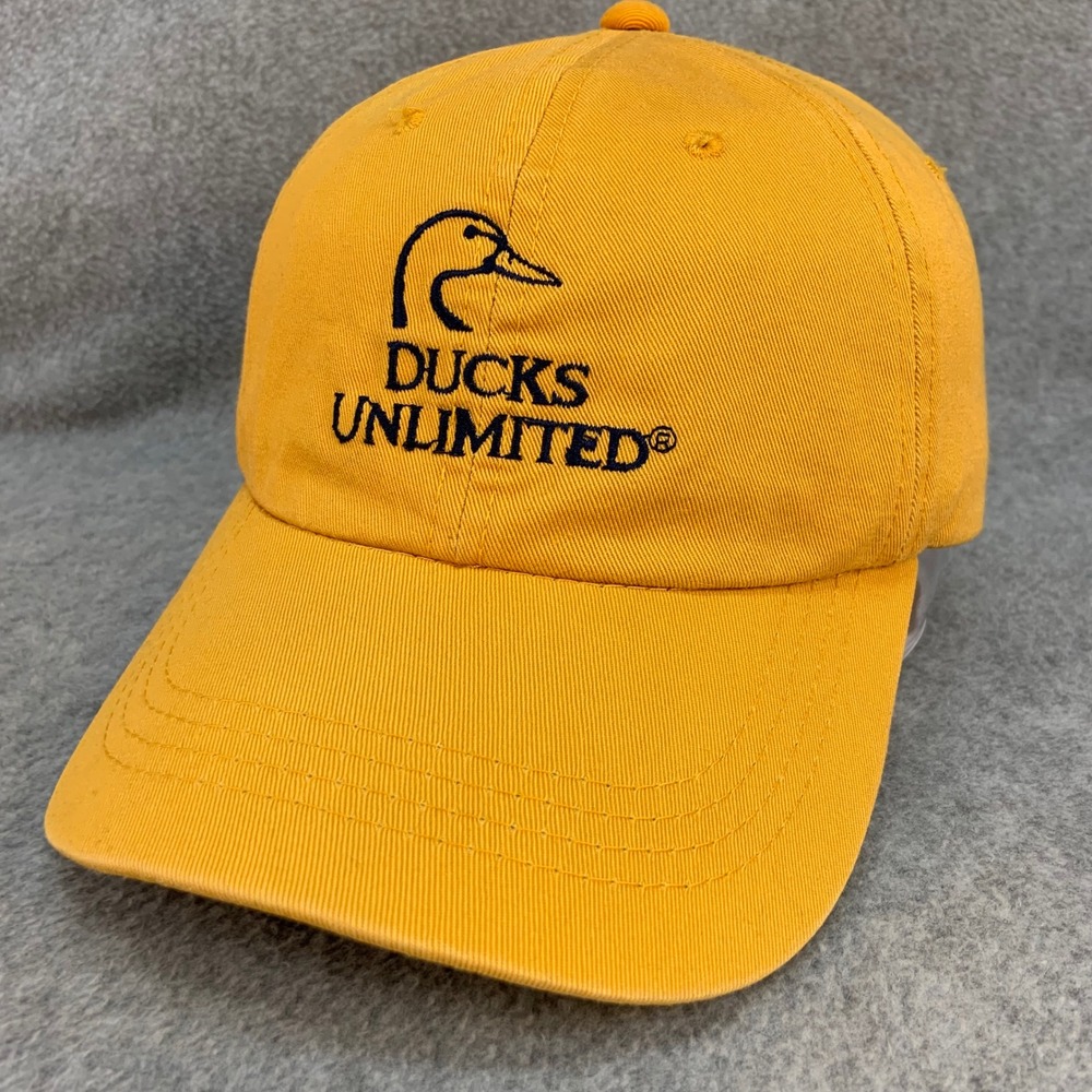 Ducks Unlimited Logo Mens Yellow Outdoor Cap Adjustable Dad Hat OSFM